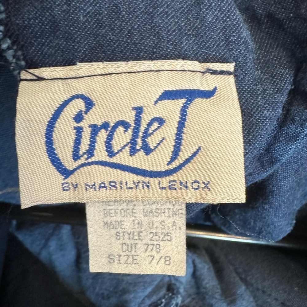 Vintage 80’s/90’s Circle T Denim Cowgirl Dress with Fringe/Stud Detailing Size S - Picture 2 of 8